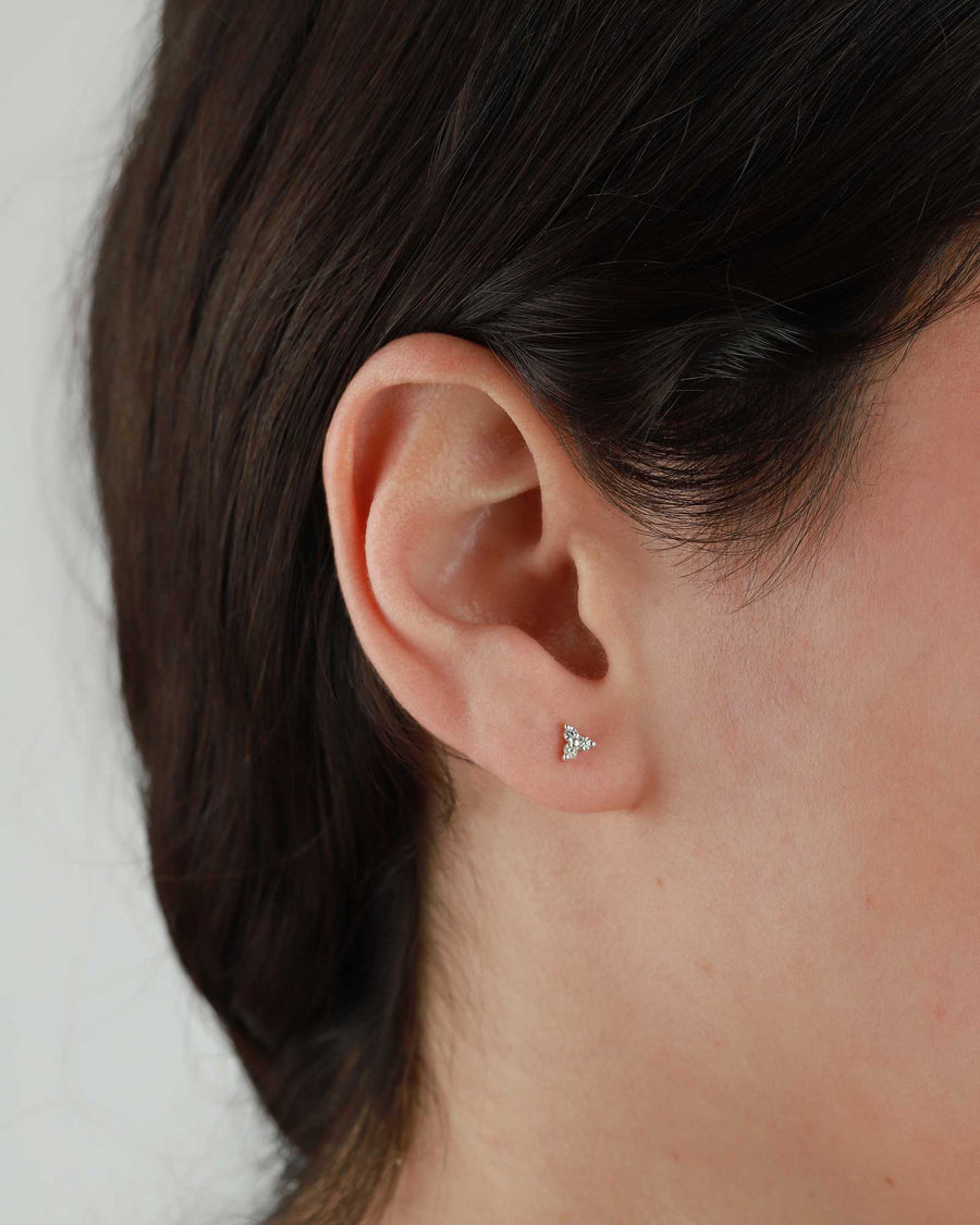 Tashi-Tiny Trillium Stud-Earrings-Sterling Silver, Cubic Zirconia-Blue Ruby Jewellery-Vancouver Canada