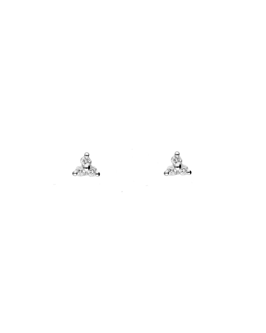 Tashi-Tiny Trillium Stud-Earrings-Sterling Silver, Cubic Zirconia-Blue Ruby Jewellery-Vancouver Canada