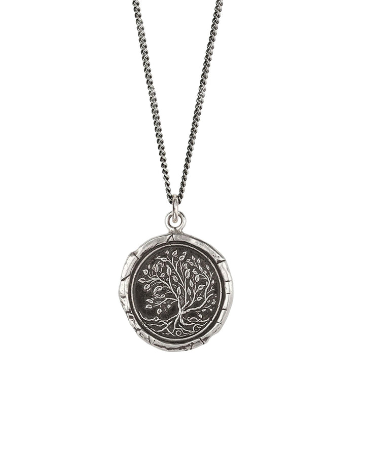 Pyrrha-Tree Of Life Talisman-Necklaces-Oxidized Sterling Silver-Blue Ruby Jewellery-Vancouver Canada