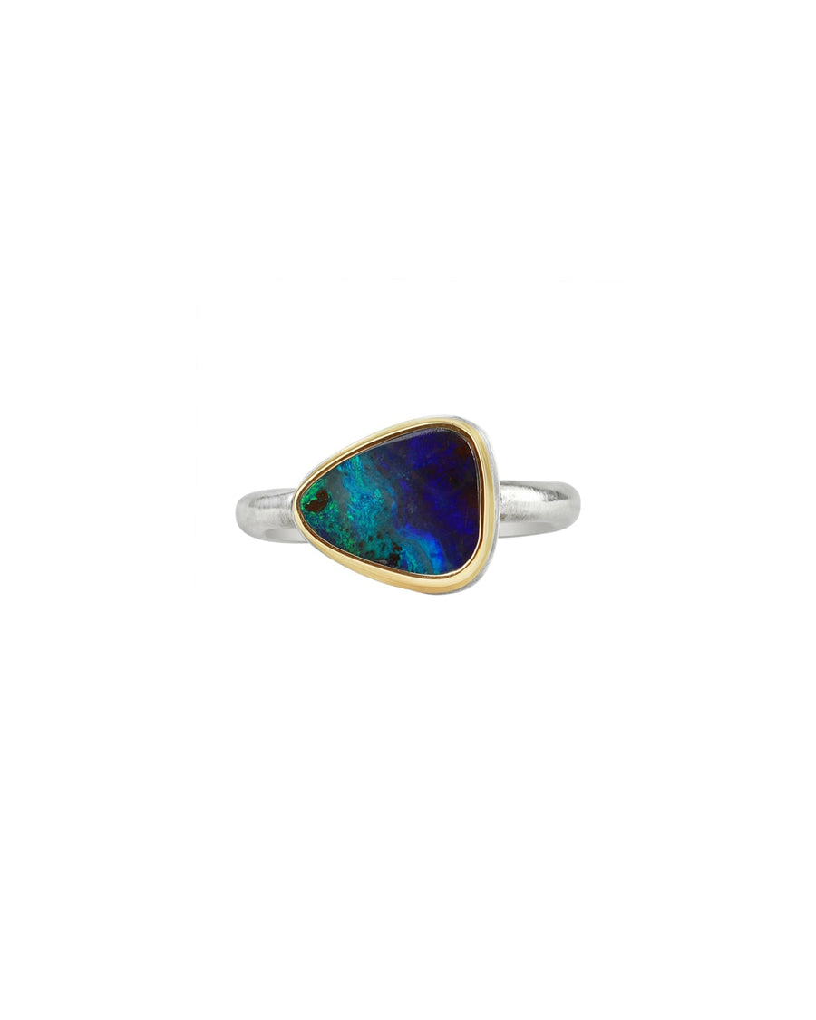 Jamie Joseph-Triangular Boulder Opal Ring-Rings-14k Yellow Gold, Sterling Silver, Boulder Opal-7.75-Blue Ruby Jewellery-Vancouver Canada
