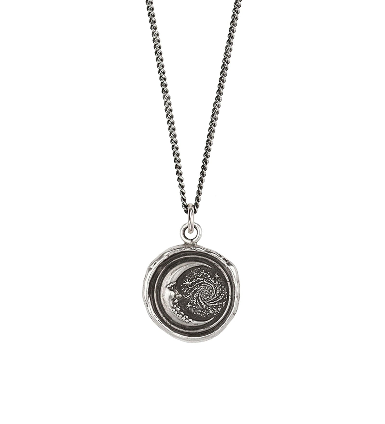 Trust The Universe Talisman-Oxidized Sterling Silver-Blue Ruby Jewellery-Vancouver Canada