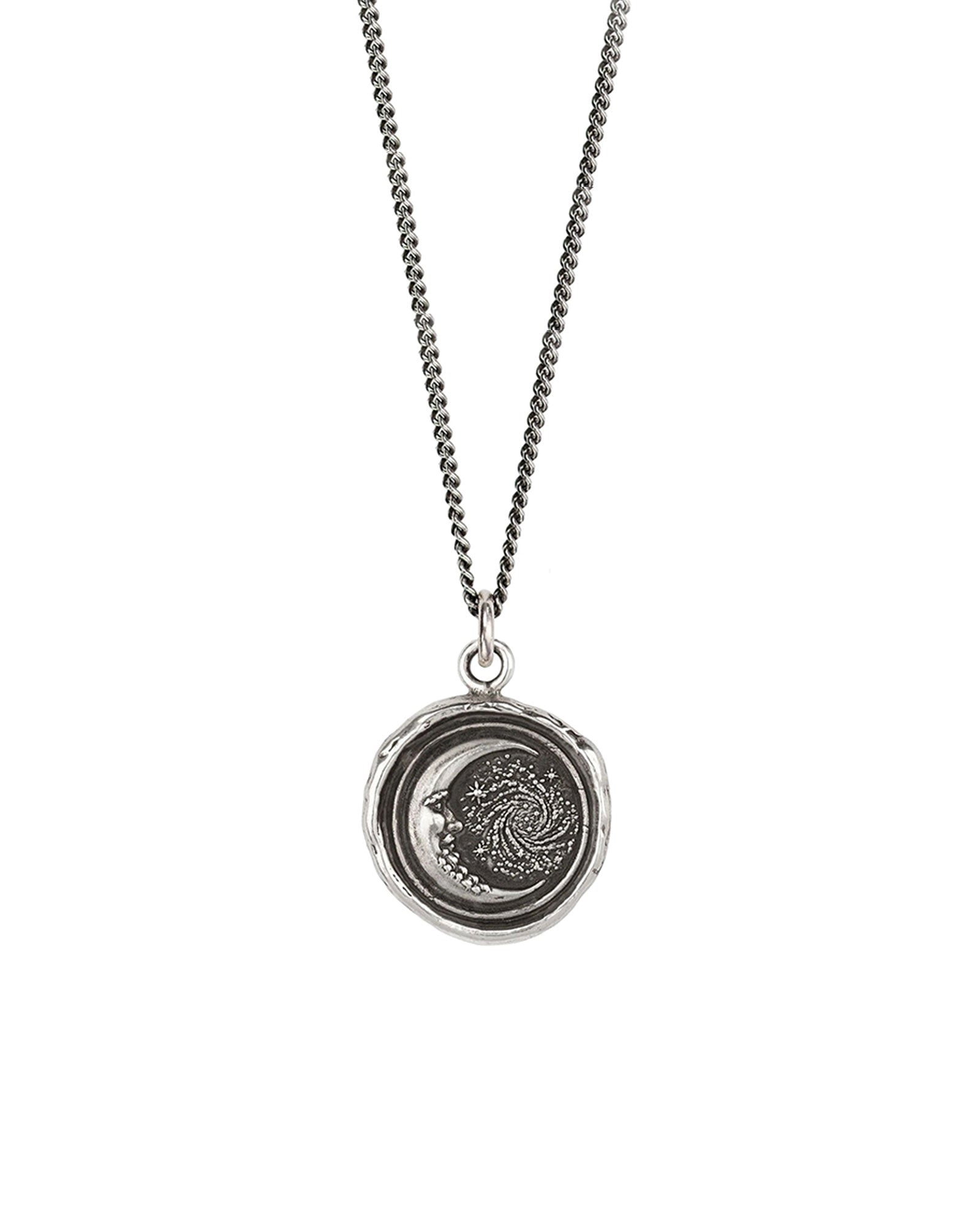 Trust The Universe Talisman-Oxidized Sterling Silver-Blue Ruby Jewellery-Vancouver Canada