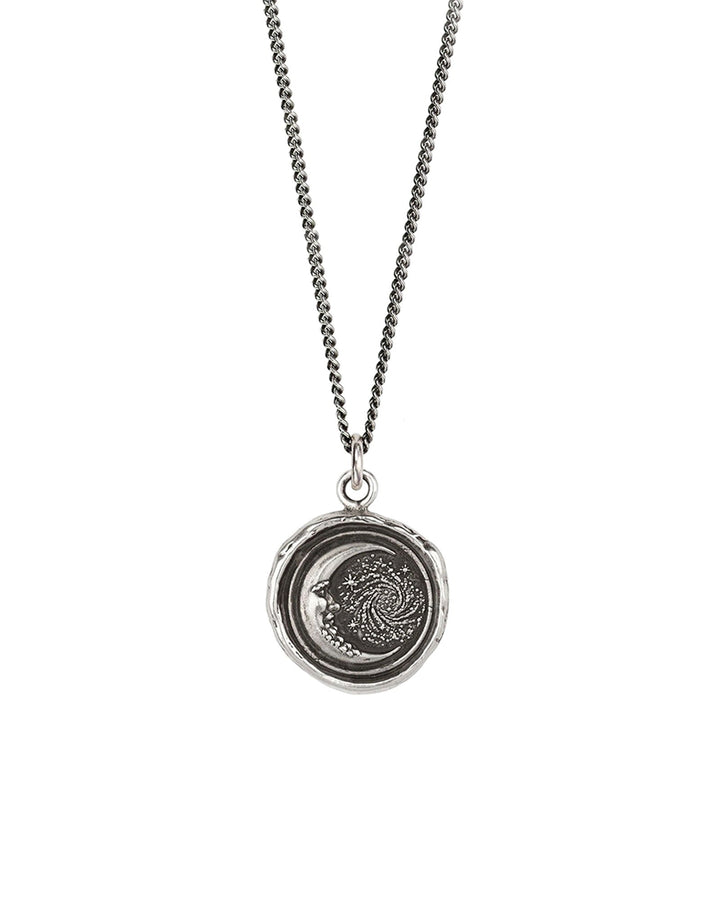 Pyrrha-Trust The Universe Talisman-Necklaces-Oxidized Sterling Silver-Blue Ruby Jewellery-Vancouver Canada