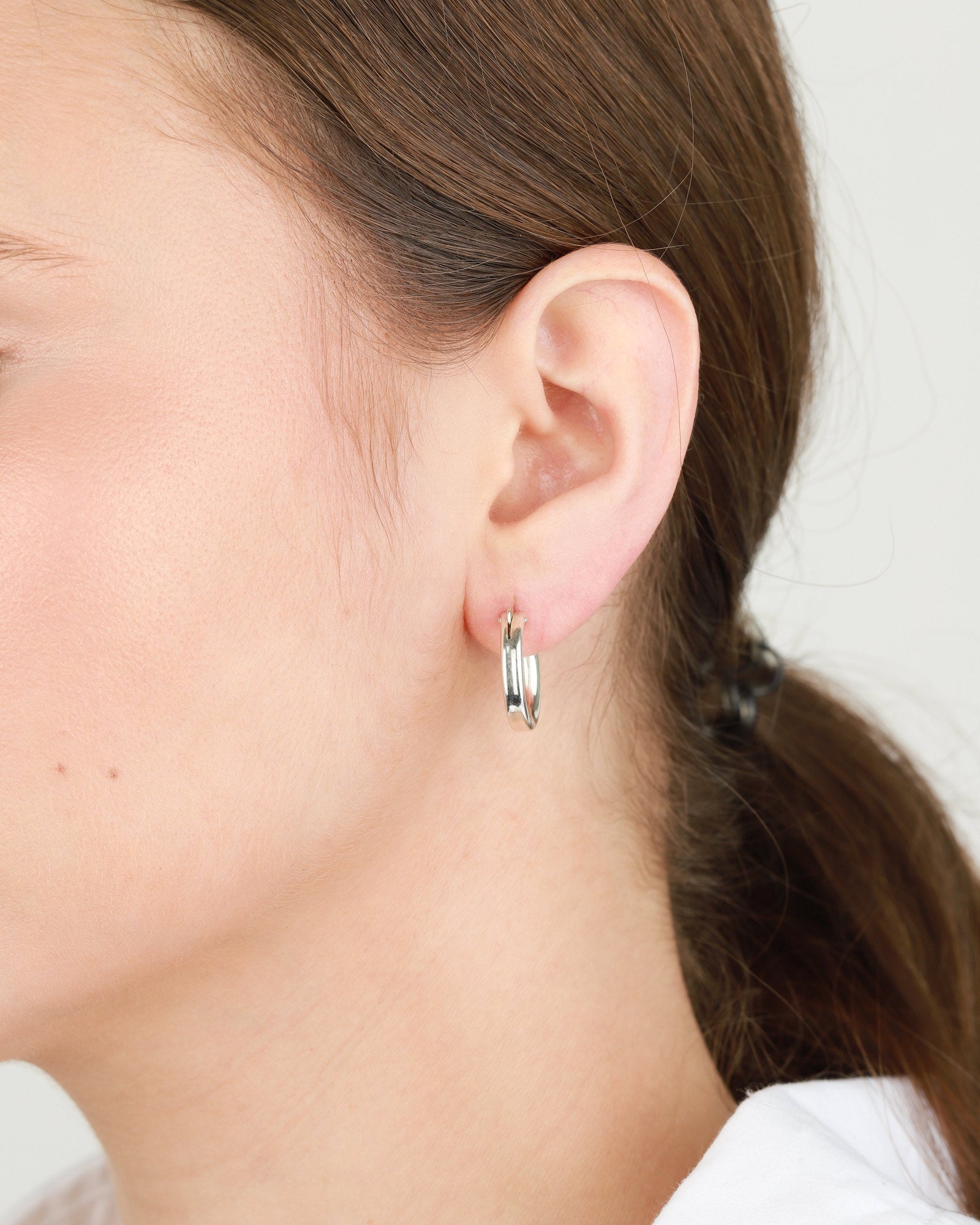 Kris Nations-Tube Hoops | 18mm-Earrings-Sterling Silver-Blue Ruby Jewellery-Vancouver Canada