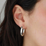 Tashi-Tube Hoops I 25mm-Earrings-Sterling Silver-Blue Ruby Jewellery-Vancouver Canada