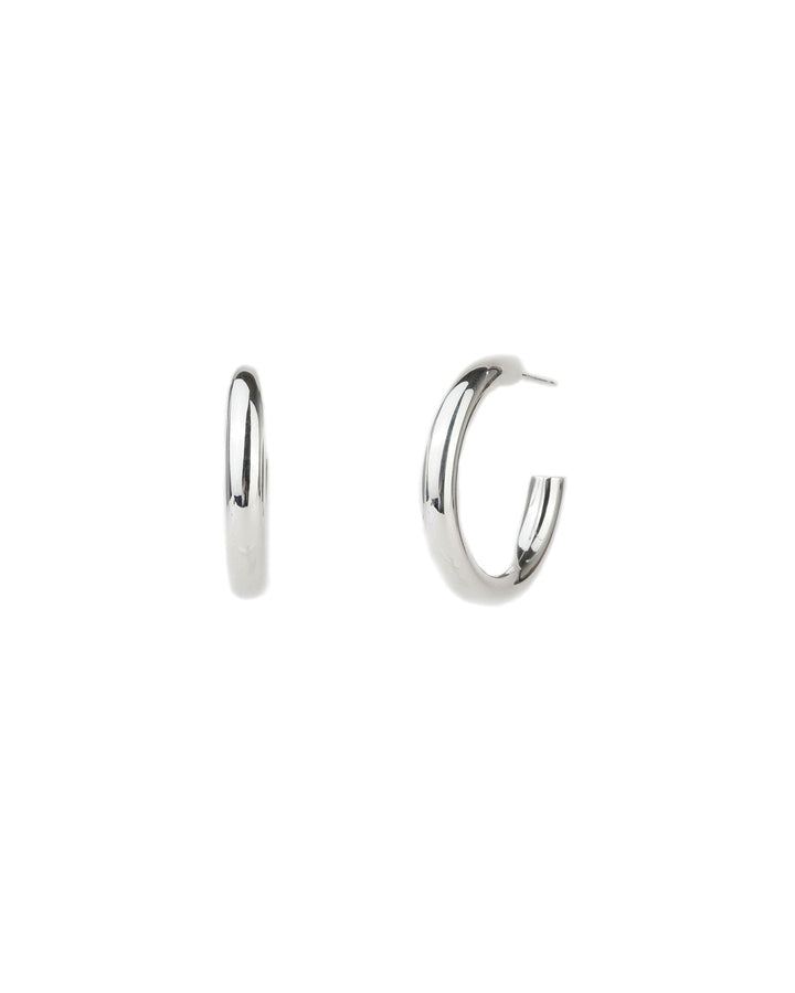 Tashi-Tube Hoops I 25mm-Earrings-Sterling Silver-Blue Ruby Jewellery-Vancouver Canada