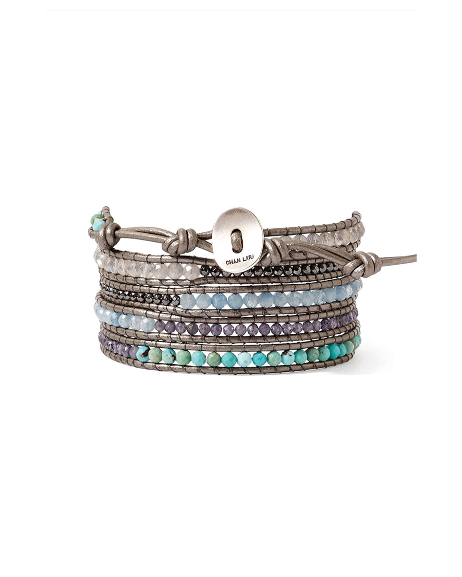 Chan Luu-Turquoise 5 Wrap Bracelet-Bracelets-Sterling Silver, Turquoise-Blue Ruby Jewellery-Vancouver Canada