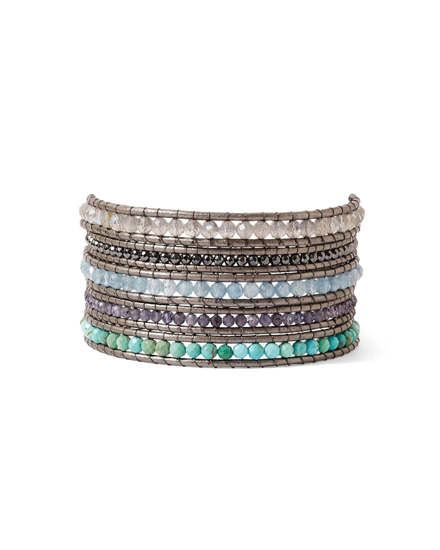 Chan Luu-Turquoise 5 Wrap Bracelet-Bracelets-Sterling Silver, Turquoise-Blue Ruby Jewellery-Vancouver Canada