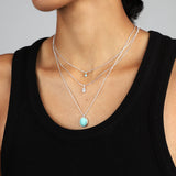 Tashi-Turquoise 6 Prong Necklace-Necklaces-Sterling Silver, Turquoise-Blue Ruby Jewellery-Vancouver Canada