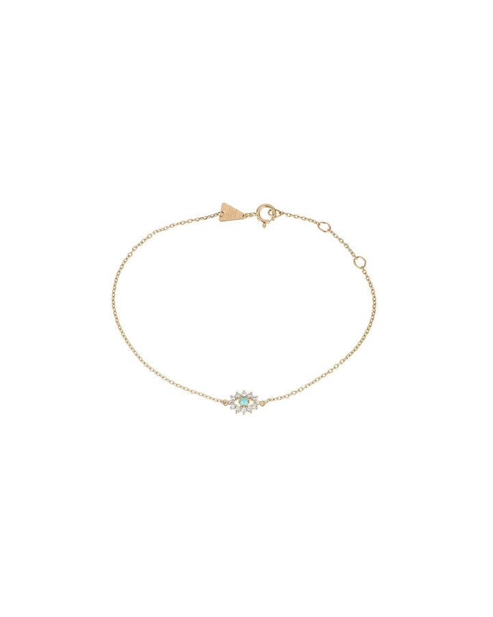 Adina Reyter-Turquoise + Diamond Evil Eye Bracelet-Bracelets-14k Yellow Gold, Turquoise, Diamond-Blue Ruby Jewellery-Vancouver Canada
