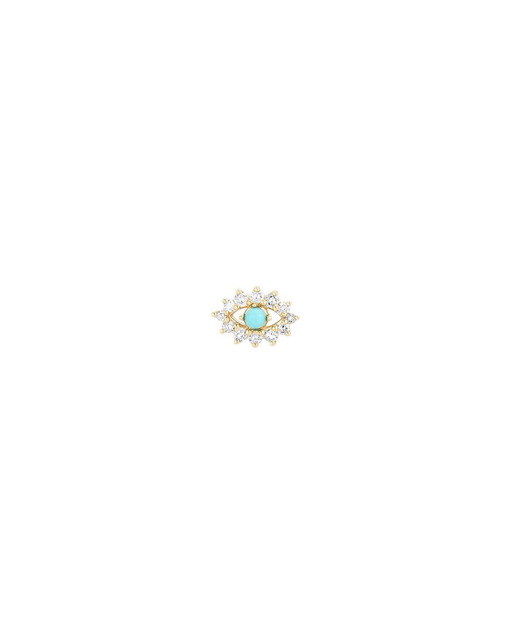 Adina Reyter-Turquoise + Diamond Evil Eye Stud-Earrings-14k Yellow Gold, Turquoise, Diamond-Blue Ruby Jewellery-Vancouver Canada