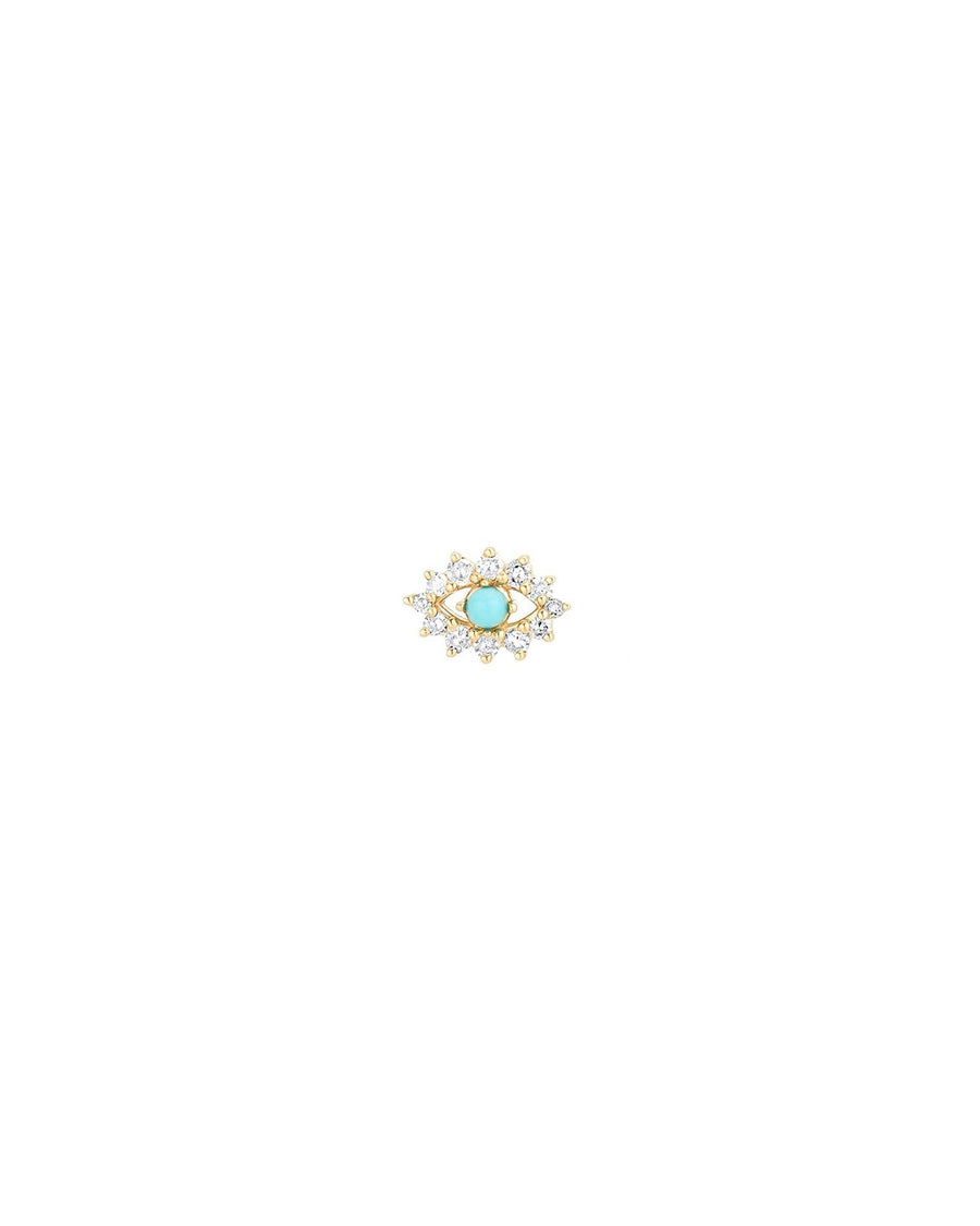 Adina Reyter-Turquoise + Diamond Evil Eye Stud-Earrings-14k Yellow Gold, Turquoise, Diamond-Blue Ruby Jewellery-Vancouver Canada