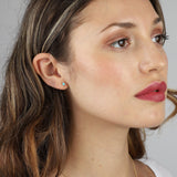 Adina Reyter-Turquoise + Diamond Round Studs-Earrings-14k Yellow Gold, Turquoise-Blue Ruby Jewellery-Vancouver Canada