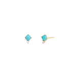 Adina Reyter-Turquoise + Diamond Round Studs-Earrings-14k Yellow Gold, Turquoise-Blue Ruby Jewellery-Vancouver Canada