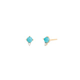 Adina Reyter-Turquoise + Diamond Round Studs-Earrings-14k Yellow Gold, Turquoise-Blue Ruby Jewellery-Vancouver Canada