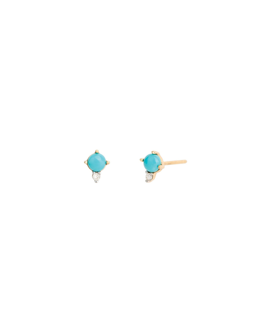 Adina Reyter-Turquoise + Diamond Round Studs-Earrings-14k Yellow Gold, Turquoise-Blue Ruby Jewellery-Vancouver Canada