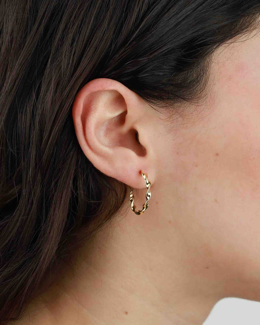 Tashi-Twist Hoops I 20mm-Earrings-14k Gold Vermeil-Blue Ruby Jewellery-Vancouver Canada