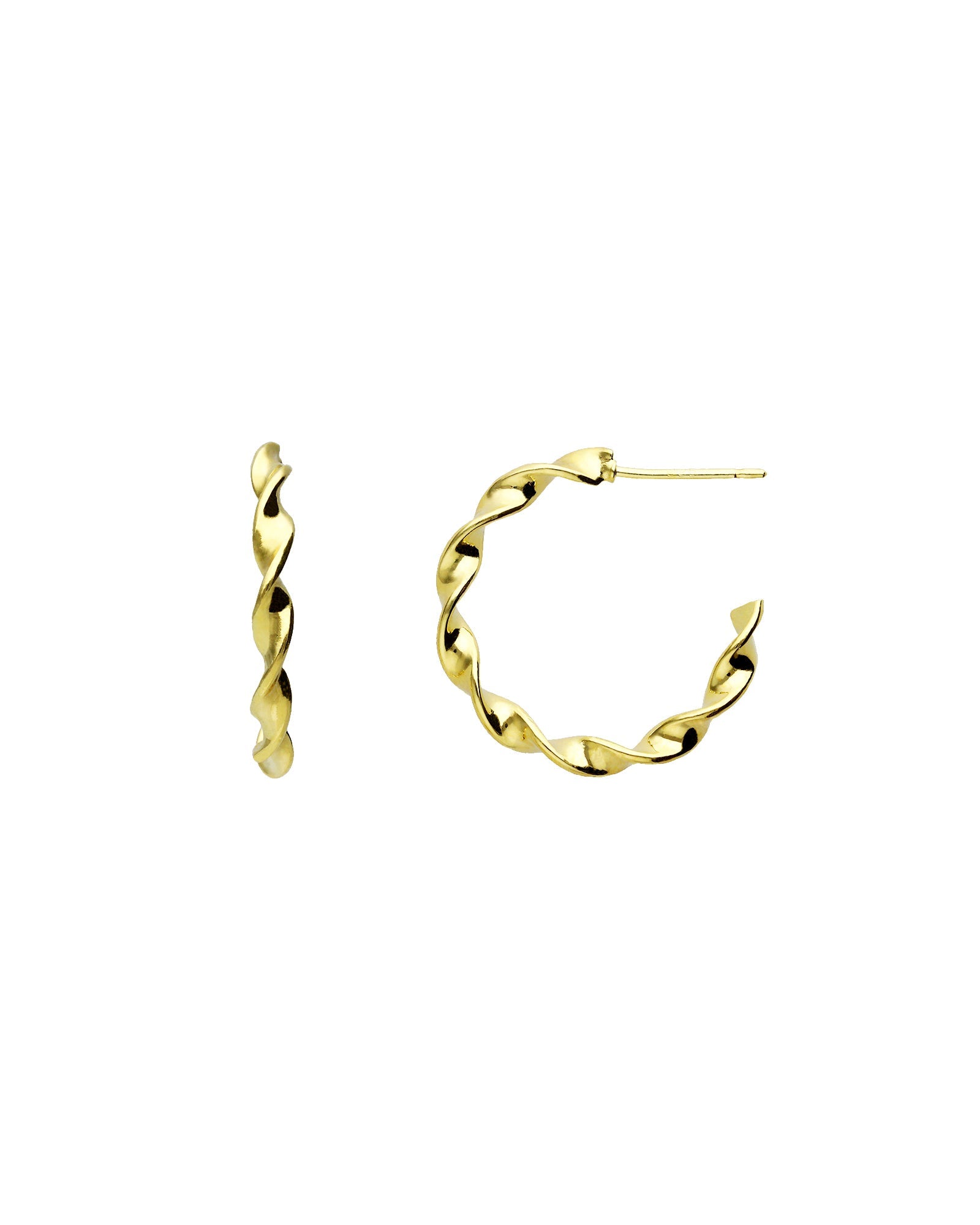 Tashi-Twist Hoops I 20mm-Earrings-14k Gold Vermeil-Blue Ruby Jewellery-Vancouver Canada