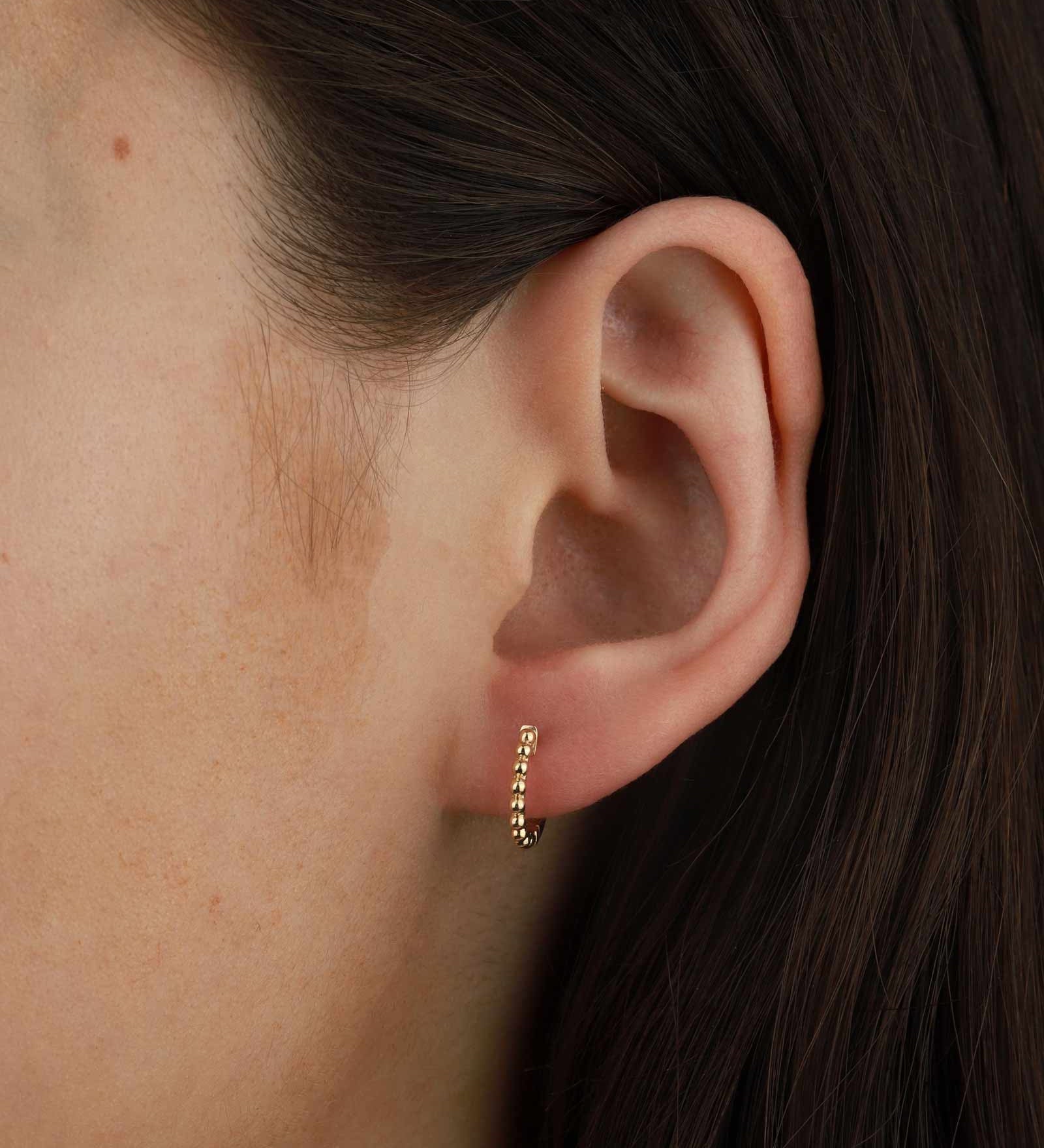 Twist Huggies-Earrings-Goldhive-14k Yellow Gold-Blue Ruby Jewellery-Vancouver-Canada