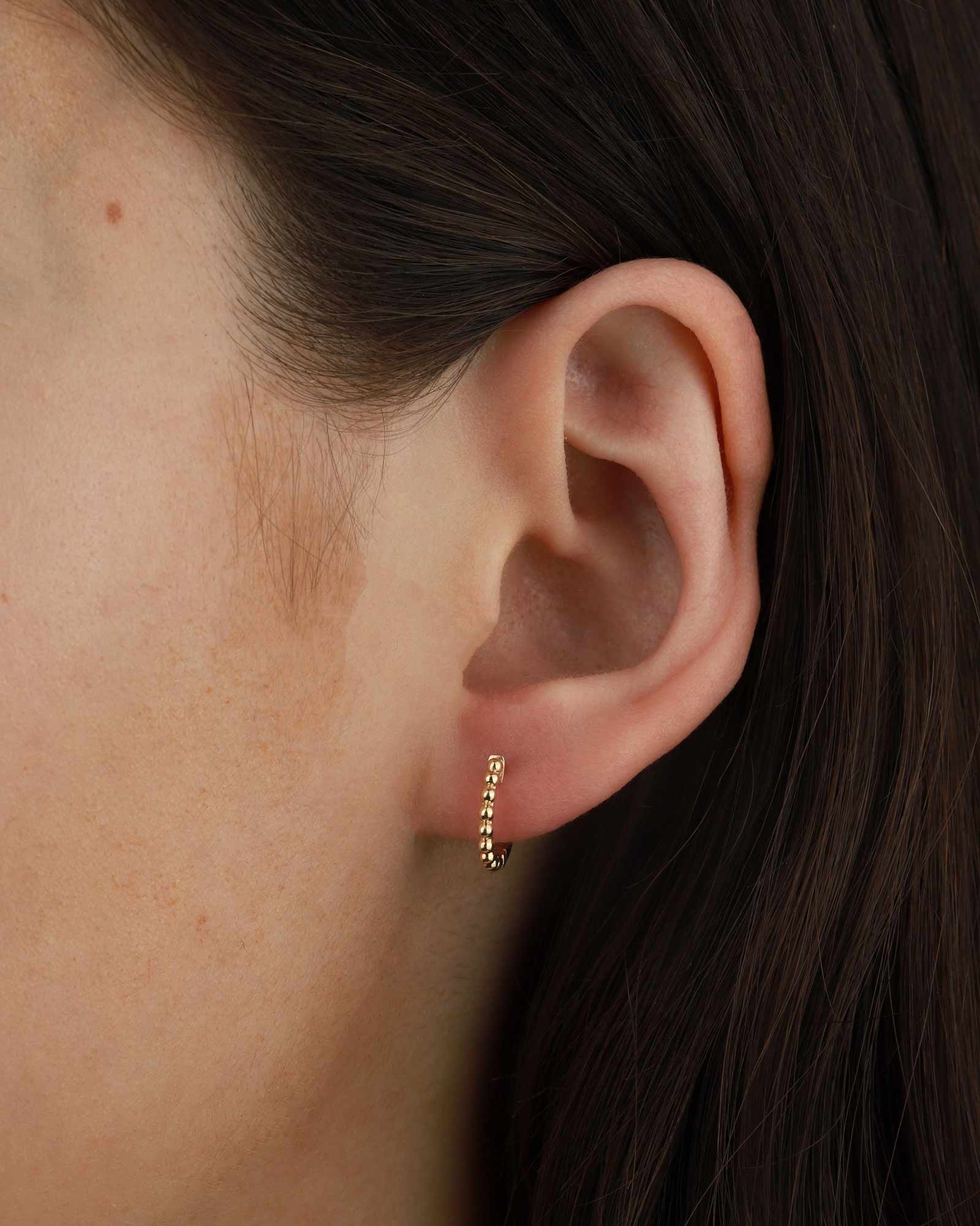 Twist Huggies-Earrings-Goldhive-14k Yellow Gold-Blue Ruby Jewellery-Vancouver-Canada