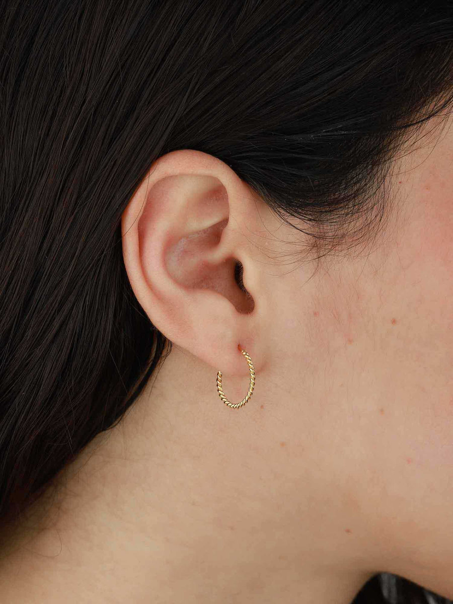 Tashi-Twisted Hoops I 12mm-Earrings-14k Gold Vermeil-Blue Ruby Jewellery-Vancouver Canada