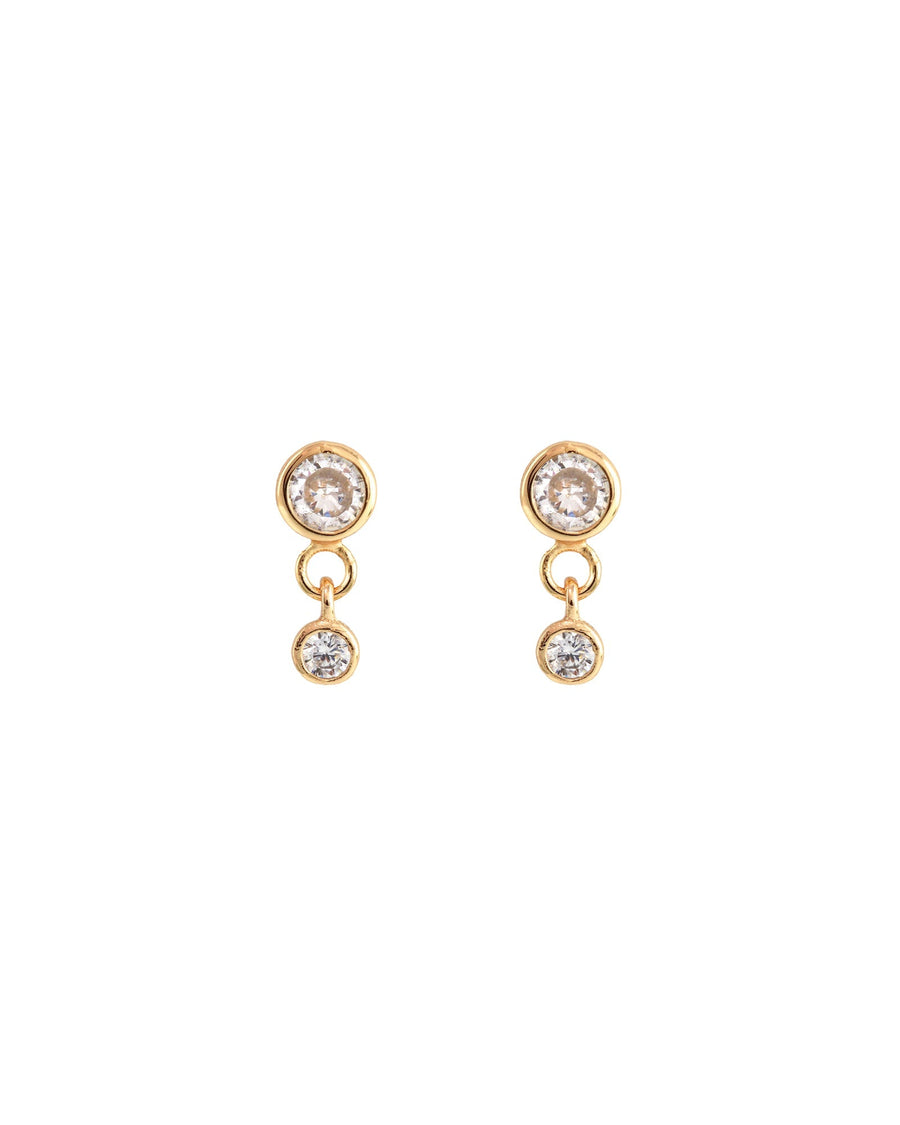 Kris Nations-Two Bezel CZ Drop Studs-Earrings-18k Gold Vermeil, Cubic Zirconia-Blue Ruby Jewellery-Vancouver Canada