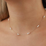 Two Pearl Station Necklace-Necklaces-Goldhive-14k Yellow Gold-Blue Ruby Jewellery-Vancouver-Canada