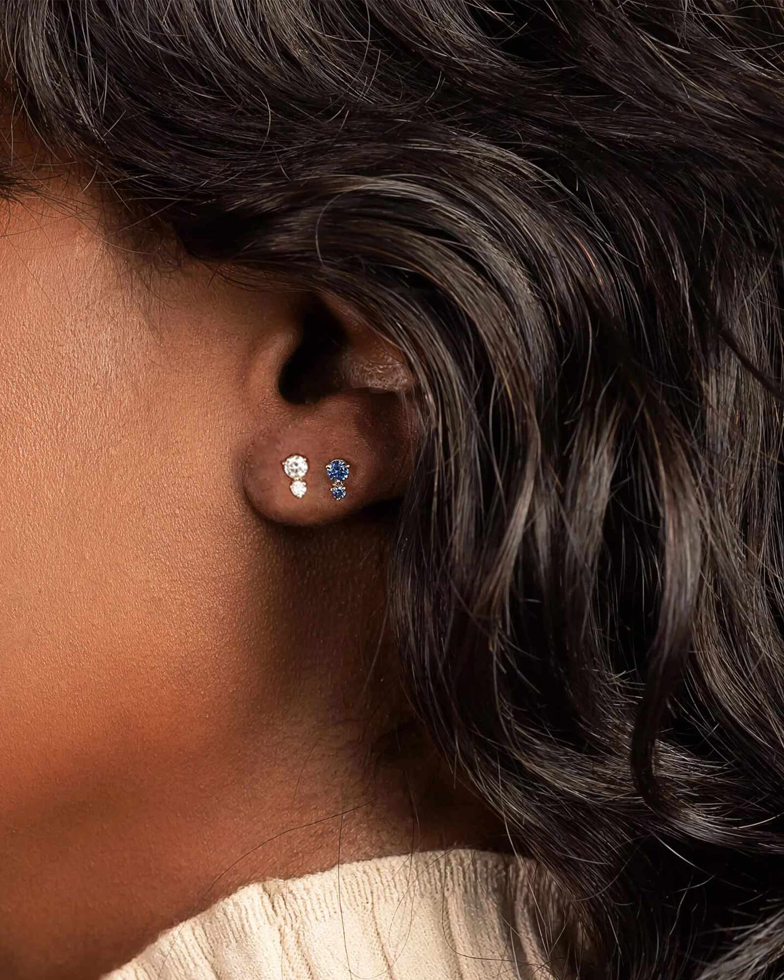 Quiet Icon-Two Round CZ Stud-Earrings-Blue Ruby Jewellery-Vancouver Canada