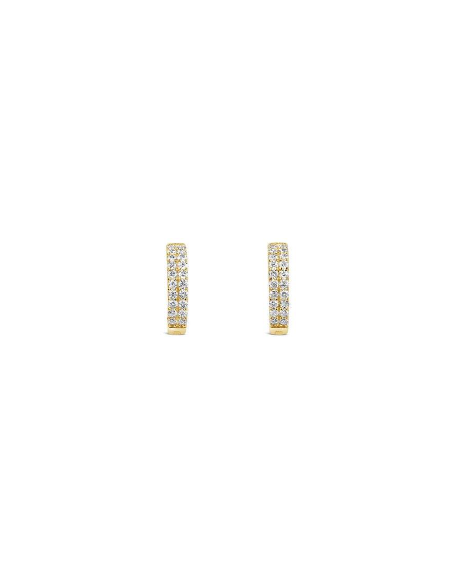 Two Row Pave Huggies-Earrings-Goldhive-14k Yellow Gold-Blue Ruby Jewellery-Vancouver-Canada