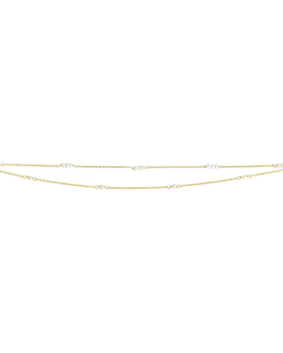 Poppy Rose-Two Row Pearl Station Bracelet-Bracelets-14k Gold-fill, Freshwater Pearl-Blue Ruby Jewellery-Vancouver Canada