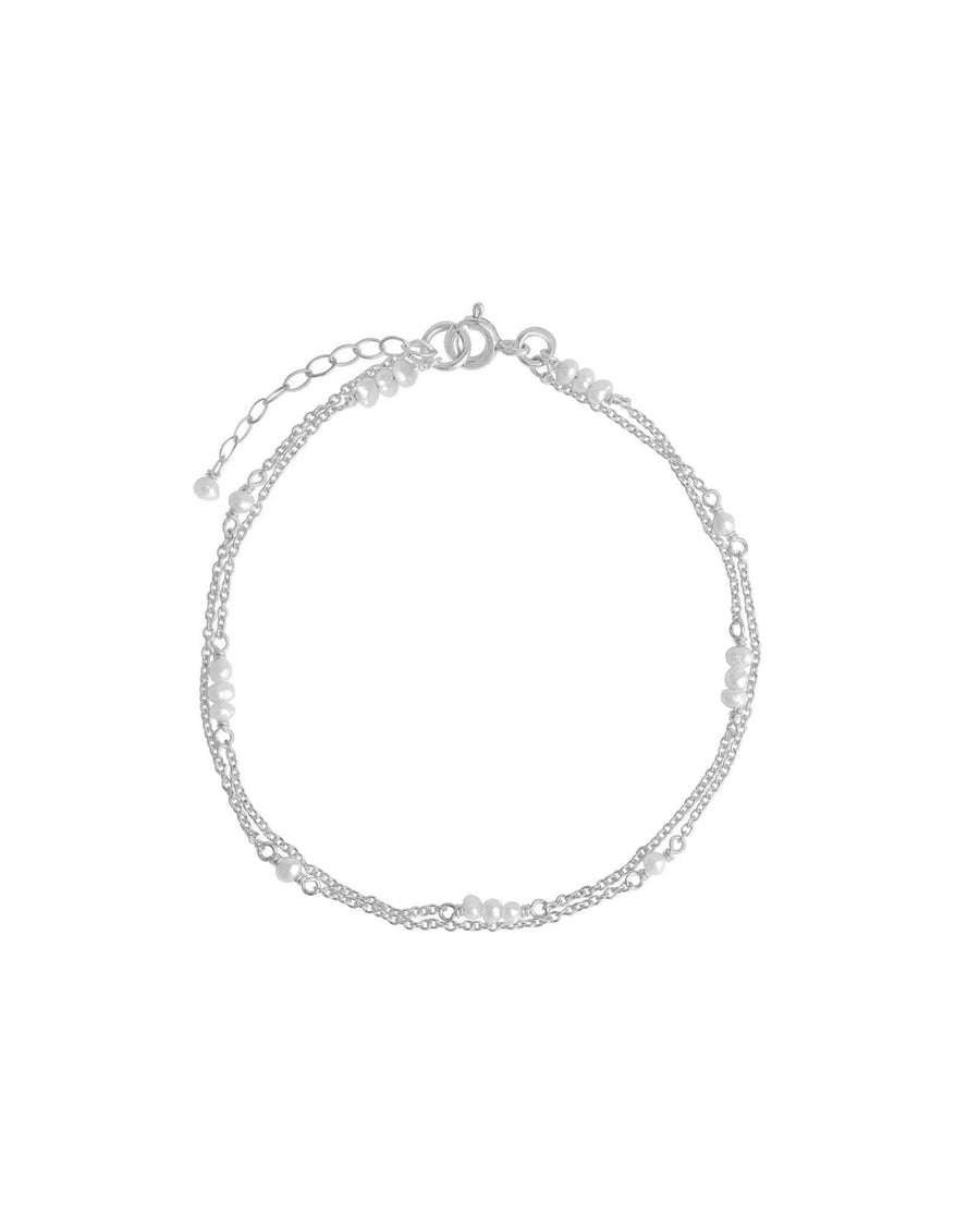 Poppy Rose-Two Row Pearl Station Bracelet-Bracelets-Sterling Silver Freshwater pearl-Blue Ruby Jewellery-Vancouver Canada