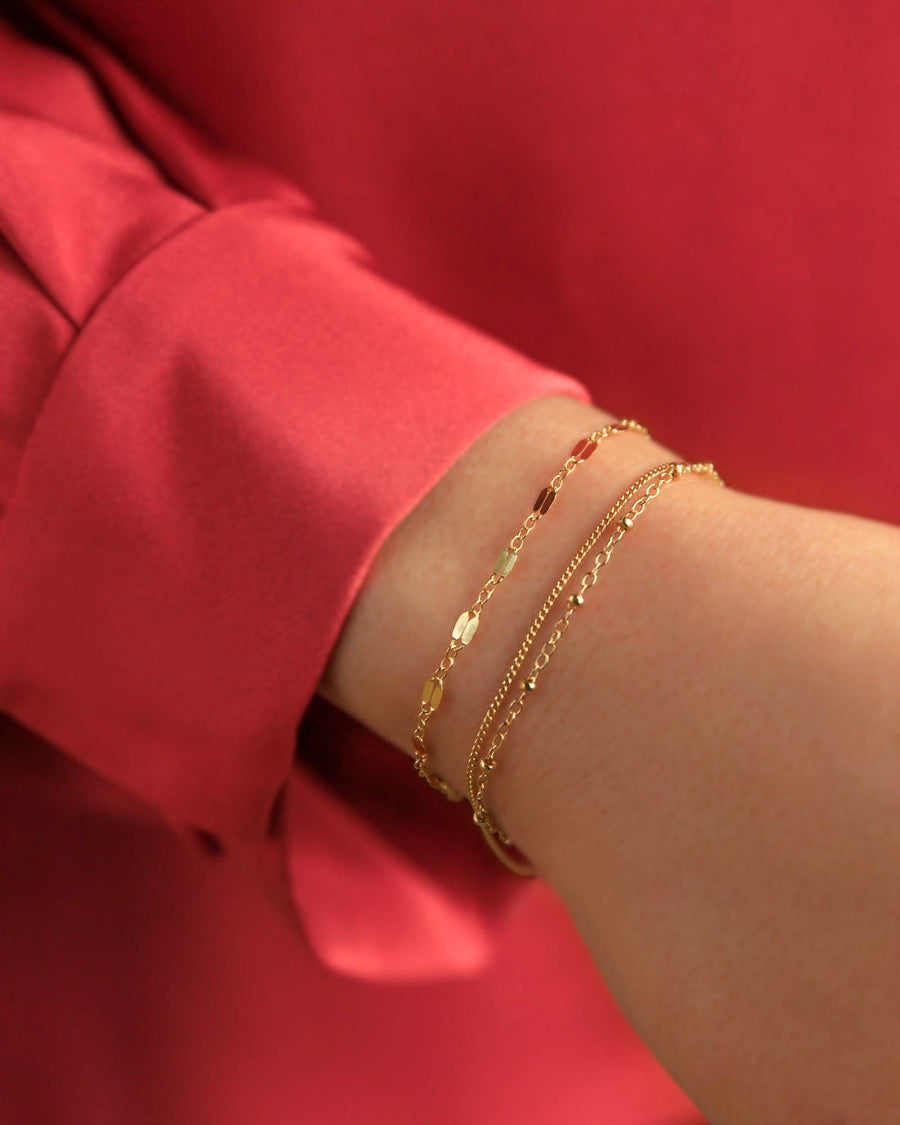 Cause We Care-Two Row Satellite Curb Chain Bracelet-Bracelets-14k Gold-fill-Blue Ruby Jewellery-Vancouver Canada