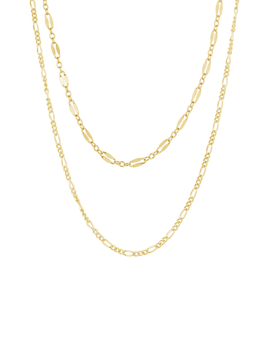 1948-Two Row Small Figaro + Dap Chain Necklace-Necklaces-14k Gold-fill-Blue Ruby Jewellery-Vancouver Canada