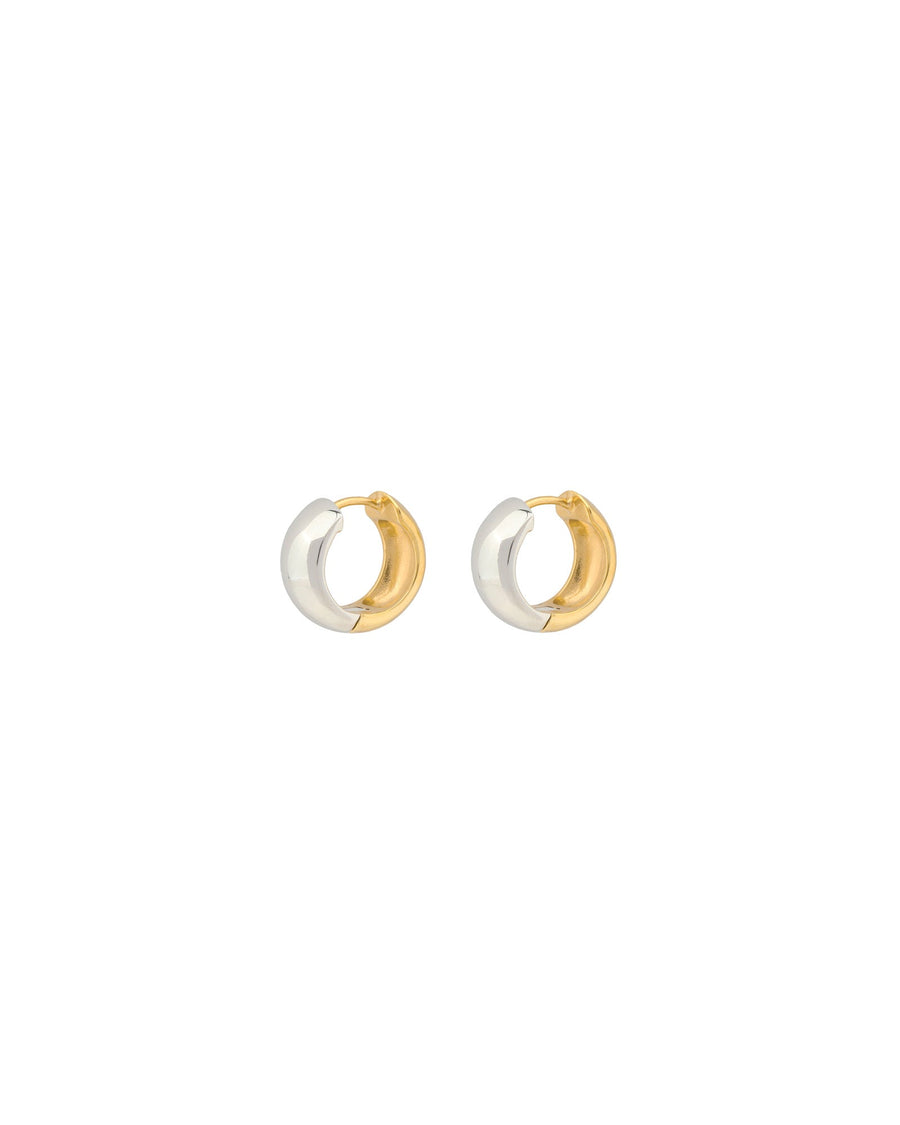 Tashi-Two Toned Curve Hoops | 15mm-Earrings-14k Gold Vermeil, Sterling Silver-Blue Ruby Jewellery-Vancouver Canada