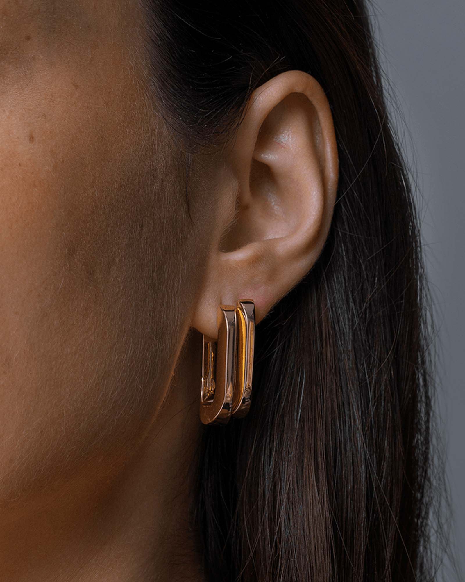 Jenny Bird-U-Link Earrings-Earrings-14k Gold Plated-Blue Ruby Jewellery-Vancouver Canada