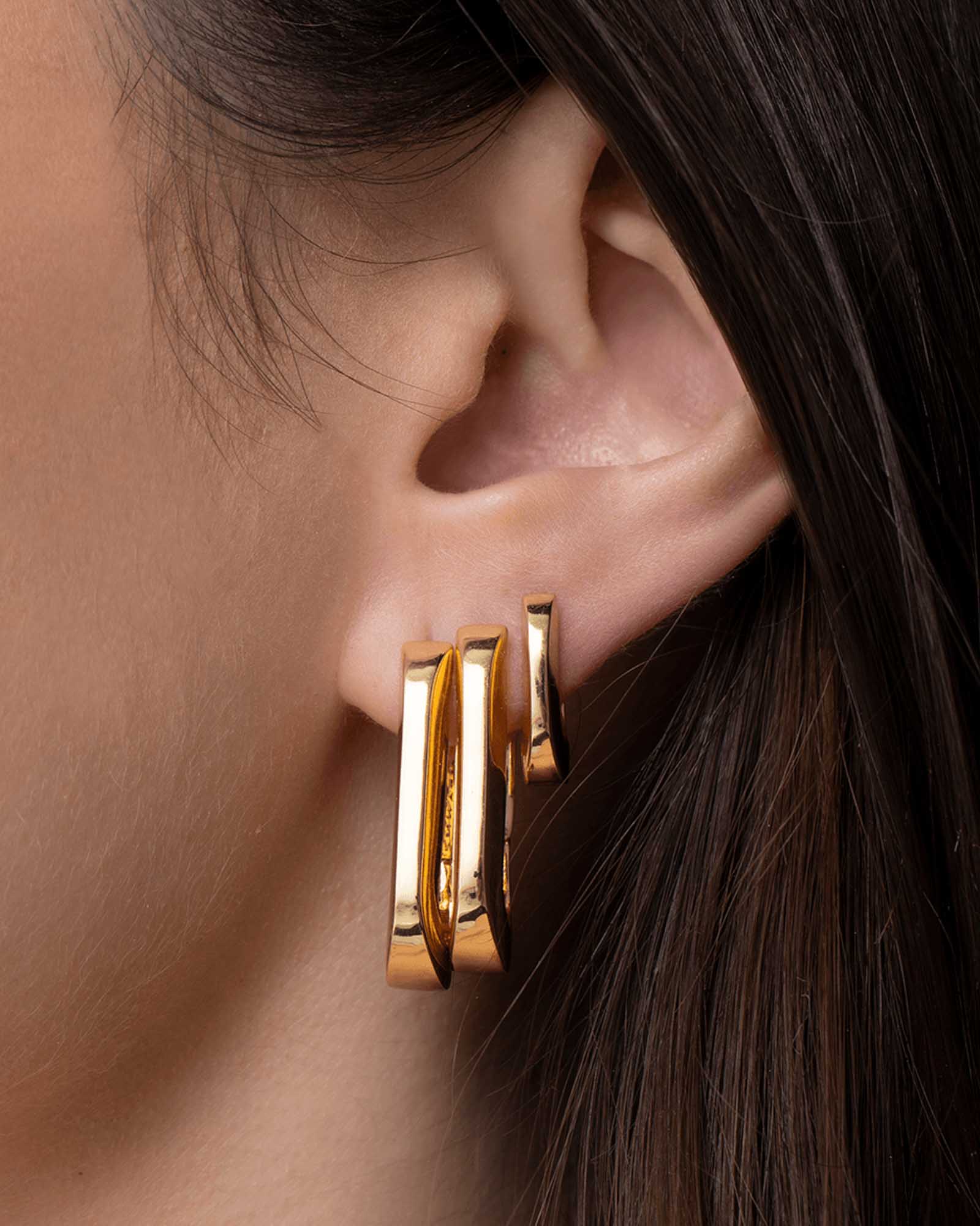Jenny Bird-U-Link Earrings-Earrings-14k Gold Plated-Blue Ruby Jewellery-Vancouver Canada