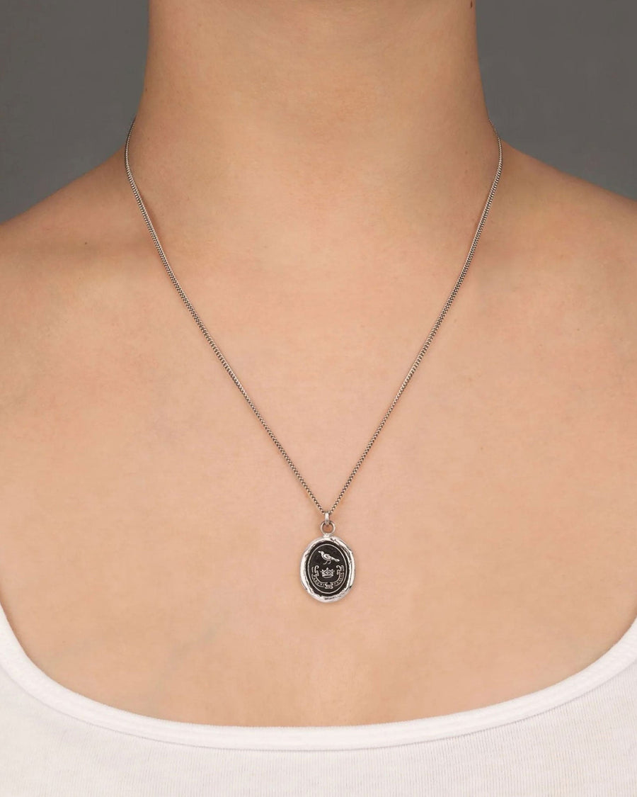 Pyrrha-Unbreakable Talisman-Necklaces-Oxidized Sterling Silver-Blue Ruby Jewellery-Vancouver Canada