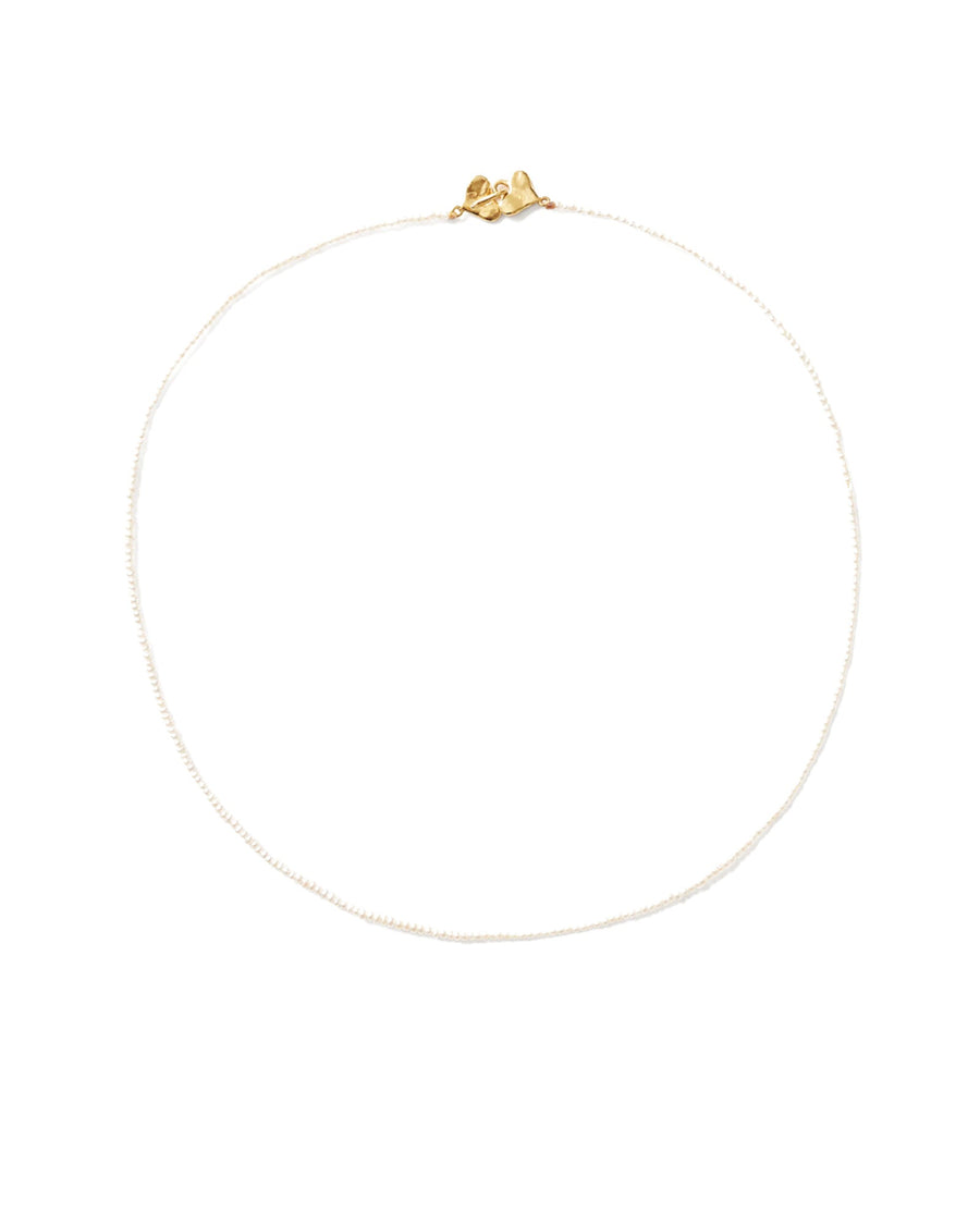 Chan Luu-White Pearl Heart Clasp Necklace-Necklaces-18k Gold Vermeil, White Pearl-Blue Ruby Jewellery-Vancouver Canada