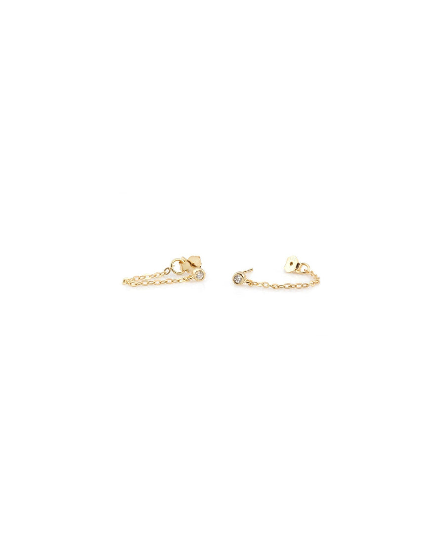 Kris Nations-White Topaz Chain Stud Earrings-Earrings-18k Gold Vermeil, White Topaz-Blue Ruby Jewellery-Vancouver Canada