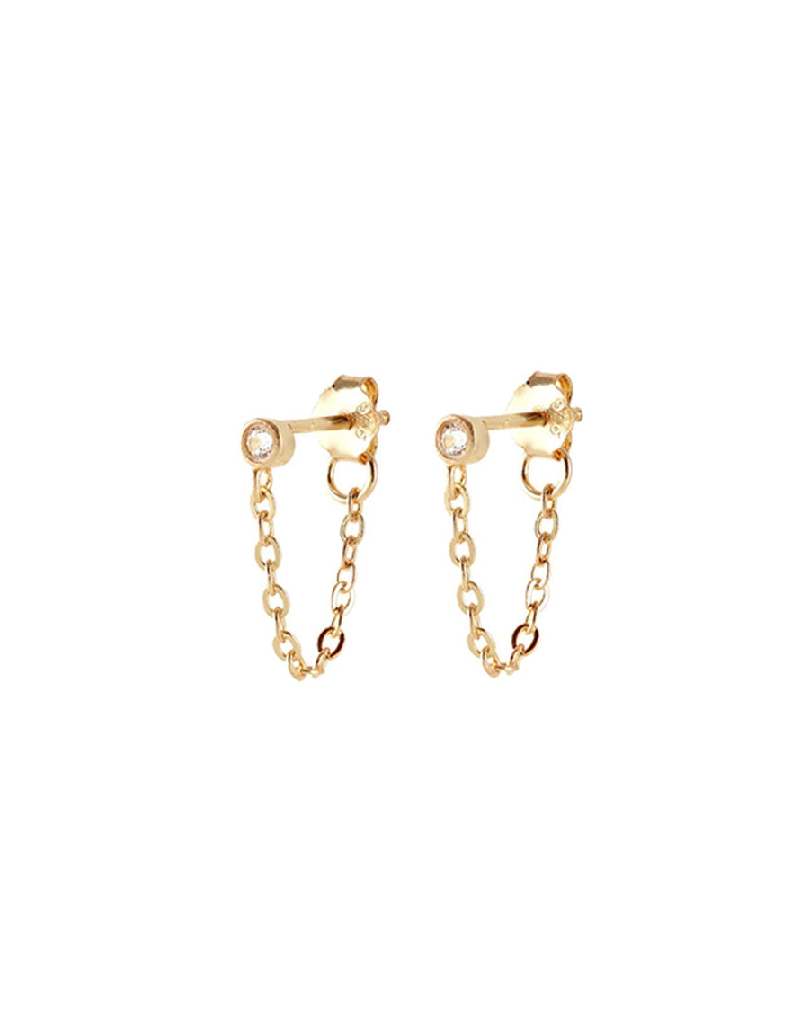 Kris Nations-White Topaz Chain Stud Earrings-Earrings-18k Gold Vermeil, White Topaz-Blue Ruby Jewellery-Vancouver Canada