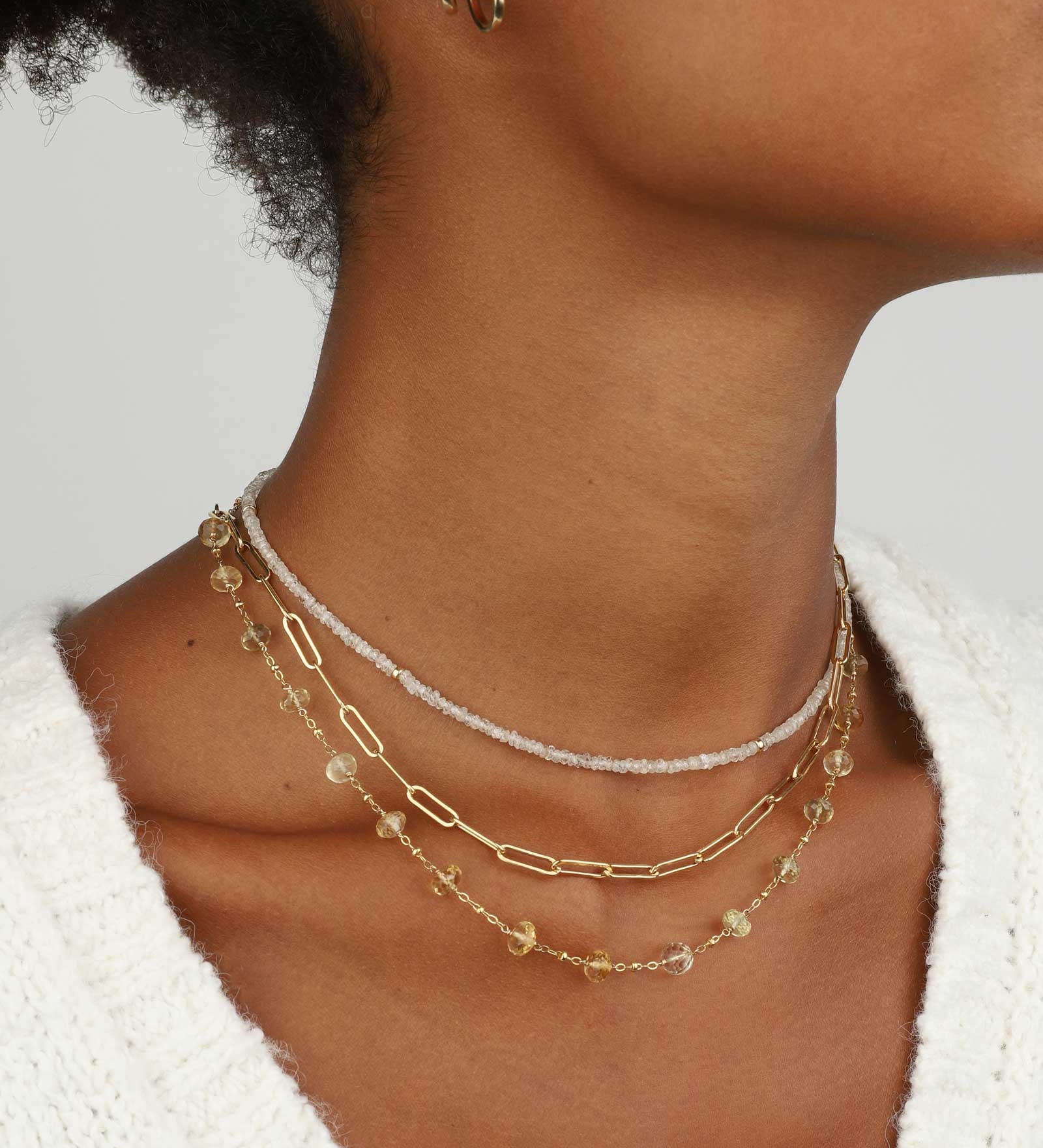Gem Jar-White Zircon Stone Necklace-Necklaces-14k Gold Filled, White Zircon-Blue Ruby Jewellery-Vancouver Canada