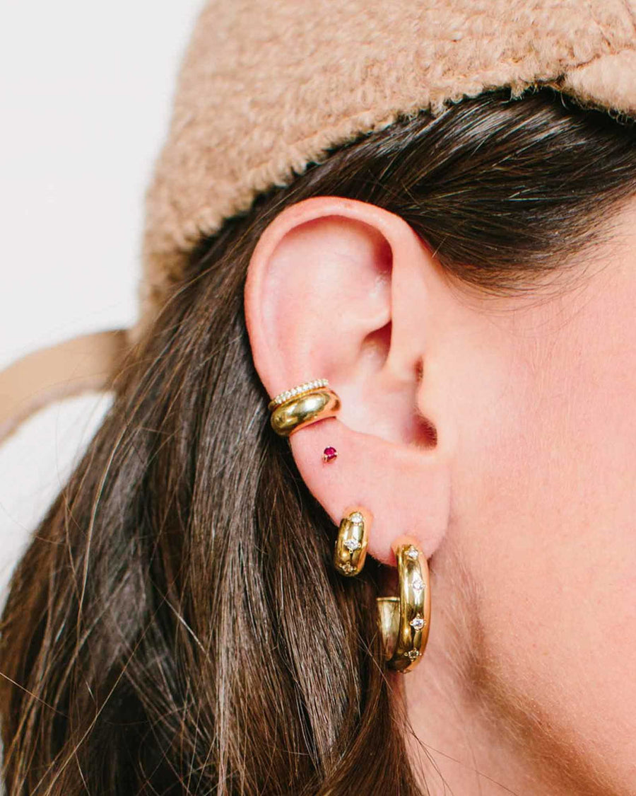 Zoe Chicco-Wide Chubby Ear Cuff-Earrings-14k Yellow Gold-Blue Ruby Jewellery-Vancouver Canada
