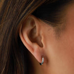Quiet Icon-Wide Huggies I 12mm-Earrings-Rhodium Plated Sterling Silver-Blue Ruby Jewellery-Vancouver Canada