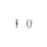 Quiet Icon-Wide Huggies I 12mm-Earrings-Rhodium Plated Sterling Silver-Blue Ruby Jewellery-Vancouver Canada