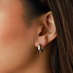 Quiet Icon-Wide Huggies I 13mm-Earrings-Rhodium Plated Sterling Silver-Blue Ruby Jewellery-Vancouver Canada