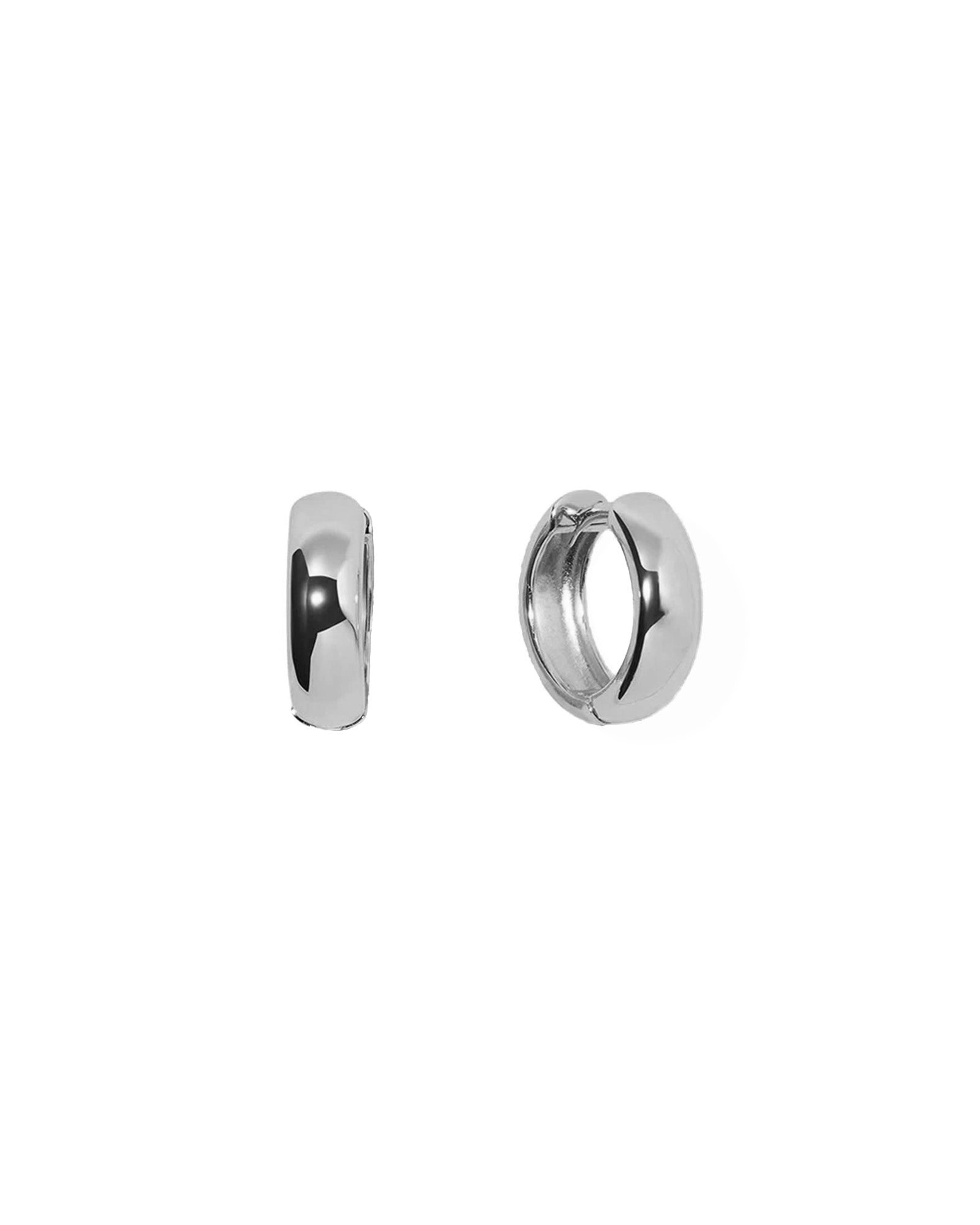 Quiet Icon-Wide Huggies I 13mm-Earrings-Rhodium Plated Sterling Silver-Blue Ruby Jewellery-Vancouver Canada