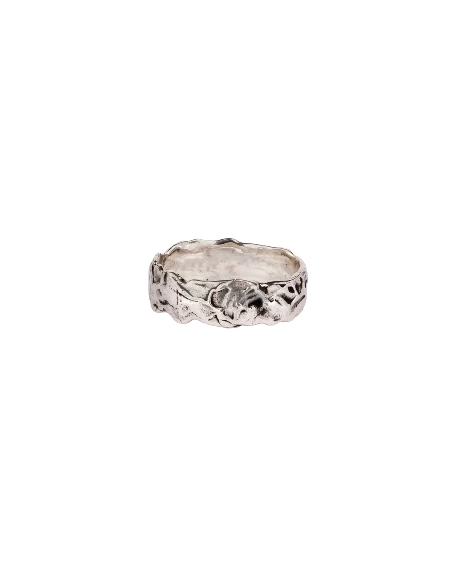 Pyrrha-Wide Texture Band Ring-Rings-Oxidized Sterling Silver-4.5-Blue Ruby Jewellery-Vancouver Canada