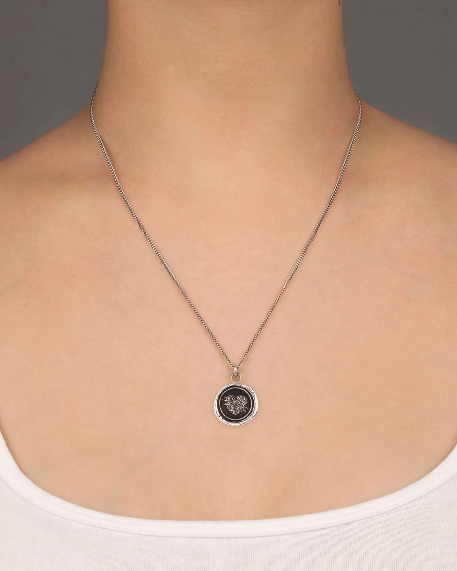 You Live In My Heart Talisman-Oxidized Sterling Silver-Blue Ruby Jewellery-Vancouver Canada