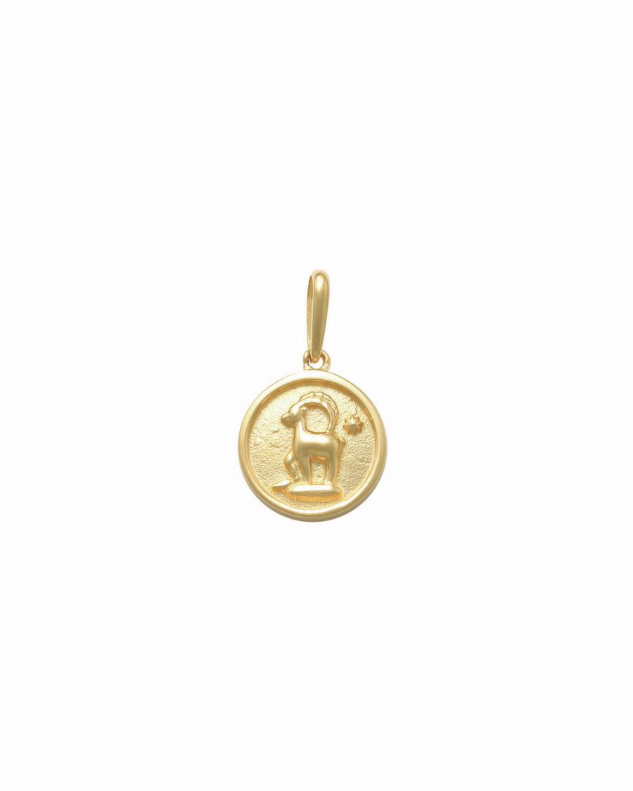 Valley of the Fine-Zodiac Coin Pendant-Necklaces-10k Yellow Gold-Aries-Blue Ruby Jewellery-Vancouver Canada